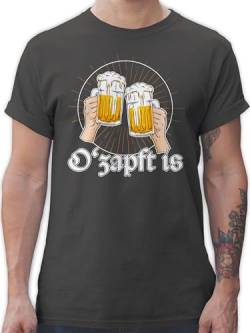 T-Shirt Herren - Kompatibel mit Oktoberfest - O Zapft is Bier O'zapft is Anstich Es ist angezapft - 3XL - Dunkelgrau - bayrische Trachtenmode t Shirt Trachten- Tshirts Bayerisches Oberteil von Shirtracer