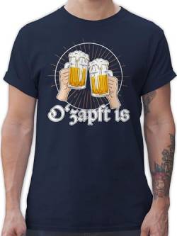 T-Shirt Herren - Kompatibel mit Oktoberfest - O Zapft is Bier O'zapft is Anstich Es ist angezapft - XL - Navy Blau - tailliertes Trachten Tshirt Trachtenmode t Shirt trachtent-Shirt von Shirtracer