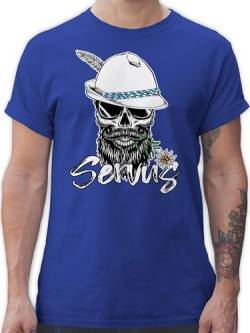 T-Shirt Herren - Kompatibel mit Oktoberfest - Servus Totenkopf Skull Bayrisch - 5XL - Royalblau - Tshirt männer Oktober bayrische Trachtenmode t Shirt trachtenshirt Bayerisches Oberteil von Shirtracer