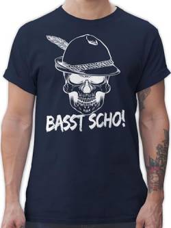 T-Shirt Herren - Kompatibel mit Oktoberfest - Totenkopf Basst Scho! - 5XL - Navy Blau - Trachtenmode Shirt bayrisches Outfit für Tracht trachtenshirt+Herren trachtenshirt trachtenhosen von Shirtracer