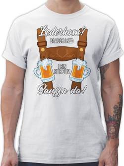 T-Shirt Herren - Kompatibel mit Oktoberfest - Trachten Outfit Sauffa Lederhose Lausbub - M - Weiß - bayrische Trachtenmode t Shirt Oktoberfest- Tshirt männer trachtentshirt bayerischer Abend von Shirtracer