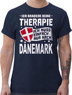 T-Shirt Herren - Länder Fahnen und Flaggen - Ich Brauche Keine Therapie Ich muss einfach nur nach Dänemark - weiß - L - Navy Blau - Country Danish t Shirt daenemark Tshirt männer Therapie… von Shirtracer