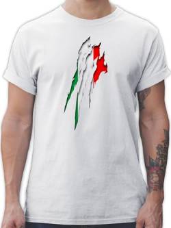 T-Shirt Herren - Länder Fahnen und Flaggen - Italien Krallenspuren - XL - Weiß - italienische t Shirt em Fanartikel Italia Euro Herren-Shirt fußballtrikot Italy t-Shirts italienisch Maglietta von Shirtracer