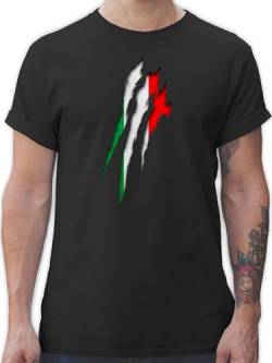 T-Shirt Herren - Länder Fahnen und Flaggen - Italien Krallenspuren - XXL - Schwarz - Italian männer Shirt fußballtrikot italienische t Herren-Shirt Fussball italienflagge Tshirt em Fanartikel von Shirtracer