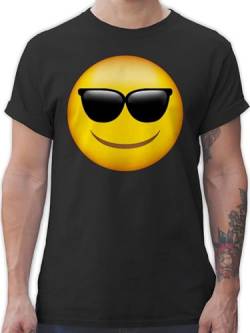 T-Shirt Herren - Manga & Comic Zubehör - Emoticon Sonnenbrille/Sommer Sonne - 3XL - Schwarz - Maenner Tshirt Shirt t-Shirts männer Shirts Tshirts t für Mann Faschings Smile Funshirts Funshirt von Shirtracer