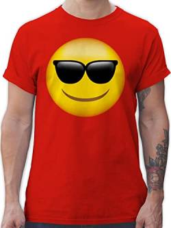 T-Shirt Herren - Manga & Comic Zubehör - Emoticon Sonnenbrille/Sommer Sonne - XL - Rot - Tshirt Shirt t-Shirts männer t Shirts Tshirts Maenner Mann für Faschings Smile Funshirt Funshirts Fuer von Shirtracer