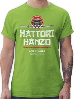 T-Shirt Herren - Nerd Geschenke - Hattori Hanzo Sushi & Sword Vintage - L - Hellgrün - Fun Shirt männer Tshirt Geschenk für zocker Shirts sprüche Gamer Funshirts zocken tihsirt Geek Tshirts von Shirtracer
