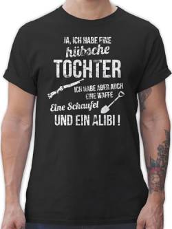 T-Shirt Herren - Papa - Ich Habe eine hübsche Tochter - XXL - Schwarz - Tshirts für männer t Shirt aufpasser Fuer schöne t-schirt lustige sprüche Vater Oberteil Herr töchter tischert Mama hat von Shirtracer