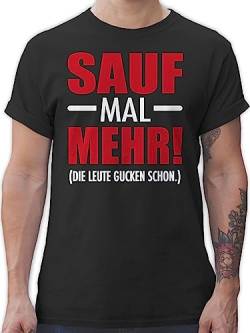 T-Shirt Herren - Party & Alkohol Herren - Sauf mal mehr - Die Leute gucken Schon - L - Schwarz - Tshirts lustige sprüche für t-Shirts männer saufgeschenk Trink Shirts alkoholiker Tshirt - L190 von Shirtracer