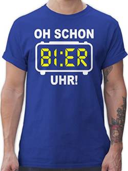 T-Shirt Herren - Party & Alkohol - Oh Schon Bier Uhr! Weiß - L - Royalblau - t Shirts männer Tshirt Saufen tischert sprüche Alki Shirt Sauf t-Shirts Maenner Trink Tshirts für schirts saufshirt von Shirtracer