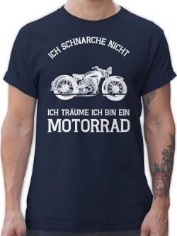 T-Shirt Herren - Sprüche Statement - Ich schnarche Nicht ich träume ich Bin EIN Motorrad - XXL - Navy Blau - Motorsport wäre t Shirt Motorradfans - Biker Tshirt für männer Bike Shirts Maenner von Shirtracer