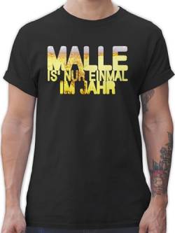 T-Shirt Herren - Sprüche Statement - Malle is' nur einmal im Jahr Bier - 4XL - Schwarz - Mallorca Shirts Party Statements betrunken t-Shirts Outfit Urlaub ist Shirt männer mit Aufschrift gibt's von Shirtracer