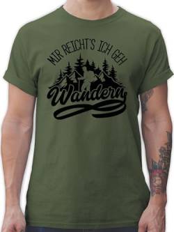 T-Shirt Herren - Sprüche Statement - Mir reicht's ich GEH wandern - mit Bergen - schwarz - M - Army Grün - t- Shirt Wander Tshirt Shirts männer t-schirt tischert tishrtt Tshirts t-Shirts von Shirtracer