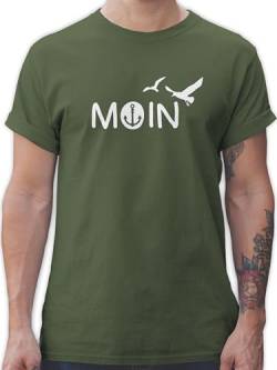 T-Shirt Herren - Sprüche Statement - Moin Moin Hamburg Maritime Nordsee Geschenk - XL - Army Grün - männer tischert Moin,Moin t-schirt möwen t Shirts Maenner Matrosen Fun Shirt Boot Tshirt Mann von Shirtracer