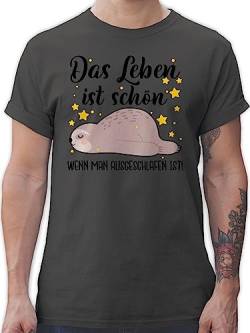 T-Shirt Herren - Sprüche Statement mit Spruch - Das Leben ist schön, wenn Man ausgeschlafen ist! - schwarz - 3XL - Dunkelgrau - Shirt männer tischert Tshirt t Oberteile Fun Deutschen sprüchen von Shirtracer