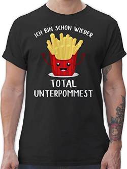 T-Shirt Herren - Sprüche Statement mit Spruch - Ich Bin Schon Wieder total unterpommest - XL - Schwarz - Shirt Tshirt t männer Oberteile Shirts sprüchen Baumwolle für lustige Mann Spruchshirt von Shirtracer