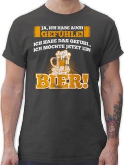 T-Shirt Herren - Sprüche Statement mit Spruch - Ja ich Habe auch Gefühle - Bier - L - Dunkelgrau - Shirt männer Oberteil bayrische t Herren-Shirt Tshirt bayrisch Shirts Maenner Trachtenmode von Shirtracer