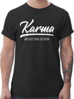 T-Shirt Herren - Sprüche Statement mit Spruch - Karma - regelt das Schon - 5XL - Schwarz - Tshirt Shirt für männer Tshirts t Shirts sprüchen thisirt Baumwolle Oberteil Herr t-Shirts t-schirt von Shirtracer