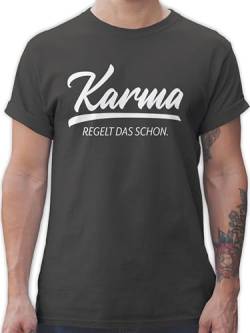 T-Shirt Herren - Sprüche Statement mit Spruch - Karma - regelt das Schon - L - Dunkelgrau - Tshirt/Spruch sprüchen Macht Shirt für männer spruchshirts Spruch. Tshirts Spruchshirt spruechen von Shirtracer