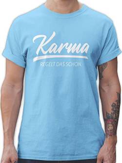 T-Shirt Herren - Sprüche Statement mit Spruch - Karma - regelt das Schon - XL - Hellblau - Tshirts männer Shirt sprüchen Tshirt t leiberl Baumwolle thisirt Oberteile Oberteil Herr Shirts t-Shirts von Shirtracer