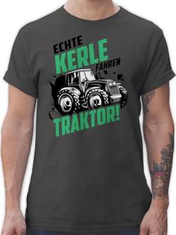 T-Shirt Herren - Traktoren - Echte Kerle Fahren Traktor Trecker Landwirt Bauer Geschenk - S - Dunkelgrau - Shirt sprüche männer Tshirt t Tshirts für tischert t-Shirts Bauern Landwirtschaft von Shirtracer