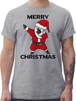 T-Shirt Herren - Weihnachten Geschenke Christmas Bekleidung - Dabbing Weihnachtsmann - XL - Grau meliert - weihnachtlicher Shirt männer weihnachtst t Chrismas Tshirt Weihnachts Outfit - L190 von Shirtracer