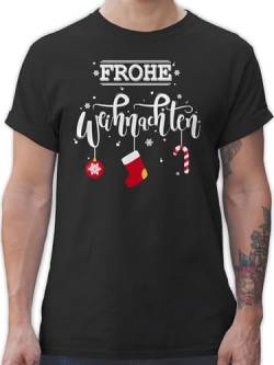 T-Shirt Herren - Weihnachten Geschenke Christmas Bekleidung - Frohe Weihnachten Lettering - 3XL - Schwarz - weihnacht Shirt weihnachtstshirt weihnachtskleinigkeit Tshirts weihnachtsmotive - L190 von Shirtracer