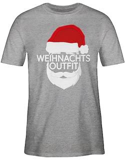 T-Shirt Herren - Weihnachten Geschenke Christmas Bekleidung - Weihnachtsoutfit mit Weihnachtsmütze - XXL - Grau meliert - t Shirts männer männergeschenke zu Weihnachts Tshirt weinacht Shirt Men von Shirtracer