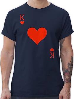 T-Shirt Herren - & Fasching - Herz König - King Queen Kartenspiel Karneval - Herzkönig Spielkarte Herz-König-Karte Poker King of Hearts Sie und Ihn - 3XL - Navy Blau - pärchen t-Shirts von Shirtracer