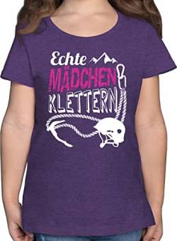 T-Shirt - Kinder Sport Kleidung - Echte Mädchen Klettern - 140 (9/11 Jahre) - Lila Meliert - Tshirt Sportshirt Kletter t Shirt t-Shirts fã¼r mã¤dchen Kurzarm kindershirts Shirts Tshirts Girlie von Shirtracer