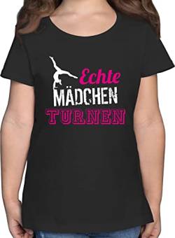 T-Shirt - Kinder Sport Kleidung - Echte Mädchen Spielen Handball weiß - 164 (14/15 Jahre) - Schwarz - mädels Tshirt Sportshirt Kurzarm Maedchen t Shirt Kind t-Shirts fã¼r mã¤dchen Shirts von Shirtracer