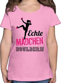 T-Shirt - Kinder Sport Kleidung - Echte Mädchen bouldern Fuchsia/schwarz - 140 (9/11 Jahre) - Rosa - Sport-Shirt für boulderer Tshirt Boulder Shirt Sportshirt gehen Kurzarm Outfit Shirts von Shirtracer