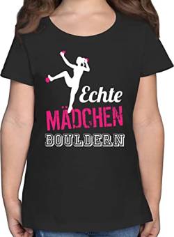 T-Shirt - Kinder Sport Kleidung - Echte Mädchen bouldern Fuchsia/weiß - 152 (12/13 Jahre) - Schwarz - Tshirt Kletter Shirt t-Shirts t- Shirts für t Tshirts mädels t_Shirt Sportshirt Boulder von Shirtracer