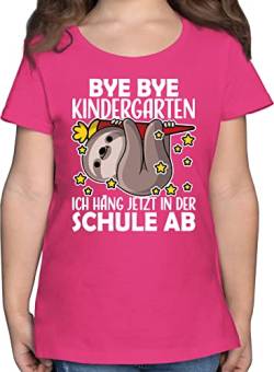 T-Shirt Mädchen - Einschulung - Bye Bye Kindergarten - 128 (7/8 Jahre) - Fuchsia - Schulkind Tshirt 2024 1. klasse Schulanfang t Shirt 1 schuljahr Outfit zur für erstklassig Kinder von Shirtracer