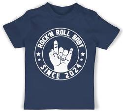 T-Shirt Mädchen Jungen - Sprüche - Rock'n Roll Baby Since 2024-1/3 Monate - Navy Blau - mit coolem Spruch 2023 t - Shirt Babykleidung sprüchen rockn t- Shirts babygeschenke lustig Rocker von Shirtracer