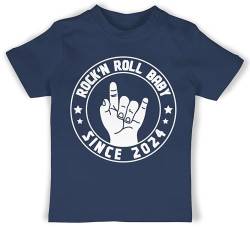 T-Shirt Mädchen Jungen - Sprüche - Rock'n Roll Baby Since 2024-6/12 Monate - Navy Blau - t - Shirt Spruch 2023 t-Shirts mit sprüchen Drauf babyshirts lustige Tshirts witzige Tshirt für von Shirtracer