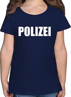 T-Shirt Mädchen - Karneval & Fasching - Polizei Polizeiuniform Polizist Polizeikostüm SEK Polizistin Police SWAT - 140 (9/11 Jahre) - Dunkelblau - fasnets polizeiuniformen Shirt Kinder karnelval von Shirtracer