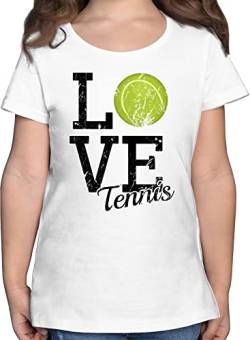 T-Shirt Mädchen - Kinder Sport Kleidung - Love Tennis - 140 (9/11 Jahre) - Weiß - Sport-Shirt für Tennisspieler Shirt Sportshirt Tshirt Kurzarm t_Shirt Outfit t von Shirtracer