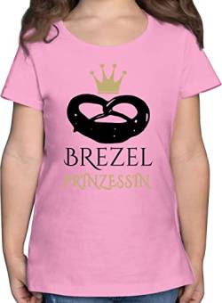 T-Shirt Mädchen - Kompatibel mit Oktoberfest Kinder Trachtenshirt - Brezel Prinzessin - 104 (3/4 Jahre) - Rosa - Trachten Outfit bayrischer Abend brezelprinzessin kinderkleidung Oktoberfest-t-Shirt von Shirtracer