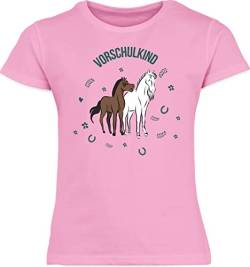 T-Shirt Mädchen Schulanfang Schulkind - Vorschulkinder Geschenke Vorschule - Vorschulkind Pferde - 128 (7/8 Jahre) - Rosa - Pferd vorschüler t- Shirts vorschul t Shirt Bin EIN t-Shirts ich von Shirtracer