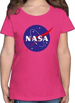 T-Shirt Mädchen - Trend Kinderkleidung und Co - NASA Meatball Logo - 140 (9/11 Jahre) - Fuchsia - t Shirt Tshirt Kids Kinder-t-Shirts Shirts t-Shirts fã¼r mã¤dchen Kindershirt Kinder Maedchen von Shirtracer