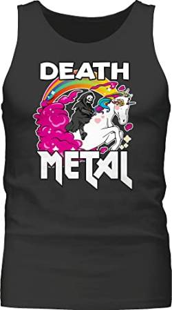 Tank Top Männer - Heavy Musik Hard Rock - Death Metal Sensenmann auf einem Einhorn - XL - Schwarz - Sachen für Festival Unicorn Tanktop Herren Shirt Konzert Regenbogen Shirts Metalhead Festivals von Shirtracer