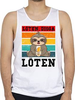 Tank Top Männer - Party & Alkohol Herren - Löten Digga Löten Vintage - M - Weiß - muskelshirt Trink muskelshirts sprüche Saufen Tanktop koszulki NA ramiaczkach meskie Tank-top Tanktops Shirt von Shirtracer