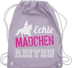 Turnbeutel Rucksack - Echte Mädchen reiten - Unisize - Pastell Lila - pferden tasche pferde kinder geschenk reitsport sportbeutel stalltasche pferdemotiven turnsäcke geschenke für pferdefreunde von Shirtracer