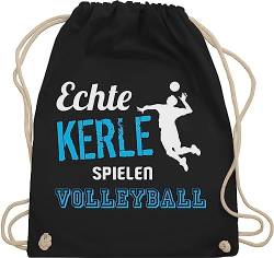 Turnbeutel Rucksack - Geschenke Zubehör - Echte Kerle spielen Volleyball - Unisize - Schwarz - für volleyballer kinderturnbeutel sport beutel volleyballtasche vollyball geschenk beuteltasche von Shirtracer