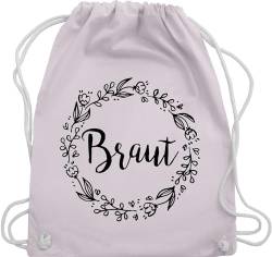 Turnbeutel Rucksack - JGA Junggesellenabschied Frauen - Braut Blumenkranz schwarz - Unisize - Pastell Rosa - jungesellinnenabschied gym beutel stoffbeutel jungesellinenabschied backpack tasche von Shirtracer