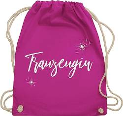 Turnbeutel Rucksack - JGA Junggesellenabschied Frauen - Trauzeugin Weiß Sterne - Unisize - Fuchsia - jungesselnabschied stoffbeutel jungesellinnenabschied outfit bachelorette party beutel frau von Shirtracer