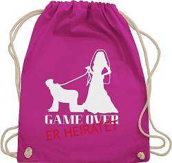 Turnbeutel Rucksack - JGA Junggesellenabschied Männer - Game Over - Er Heiratet - Unisize - Fuchsia - poltern bräutigam stoffbeutel beutel jungesellenenabschied mann polterabend taschen tasche von Shirtracer