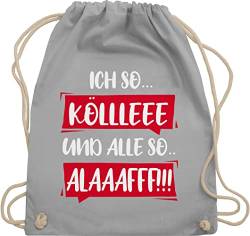 Turnbeutel Rucksack - Karneval & Fasching - Taschen - Ich so... Kölle Alaff Rot-Weiß - Unisize - Hellgrau - turnsackerl kamellebeutel verkleidet rut und wiess baumwollrucksack wurfmaterial beutel von Shirtracer