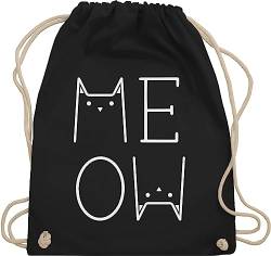 Turnbeutel Rucksack - Katzenbesitzer Geschenk Katze - MEOW weiß - Unisize - Schwarz - cat beutel katzen stoffbeutel katzenmotiv stofftasche katzenmotive rucksäcke cats baumwollrucksack von Shirtracer